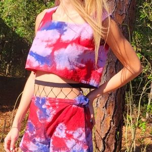 Patriotic Red White & Blue 2 piece short set